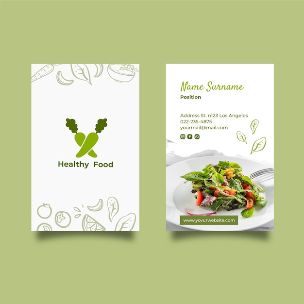 Premium Vector | Healthy food double-sided business card