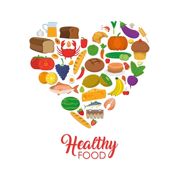 Healthy food icons cartoons Vector | Premium Download