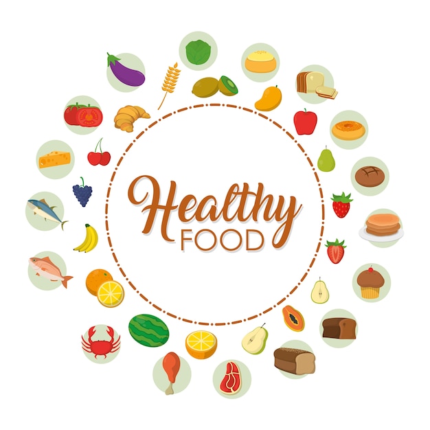 Premium Vector | Healthy food icons cartoons