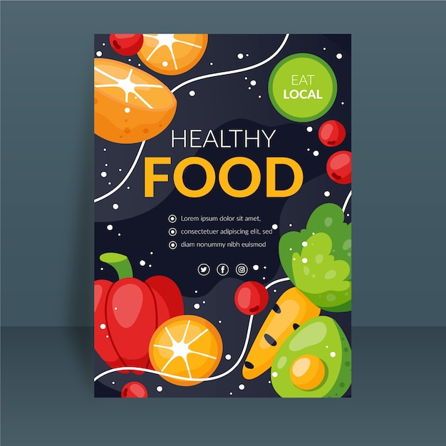 Healthy food poster template Free Vector