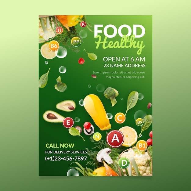 Healthy food poster template | Free Vector