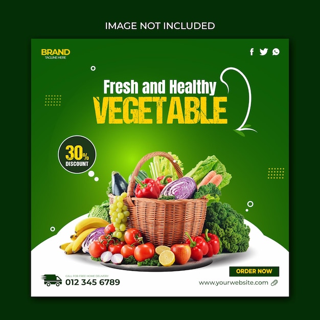 Premium Vector | Healthy food vegetable and grocery delivery promotion ...