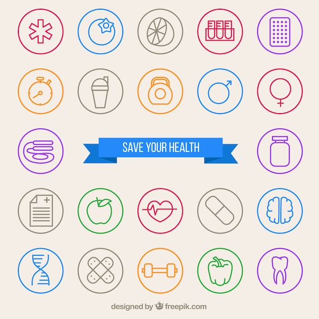 Healthy Icons Collection Vector Free Download