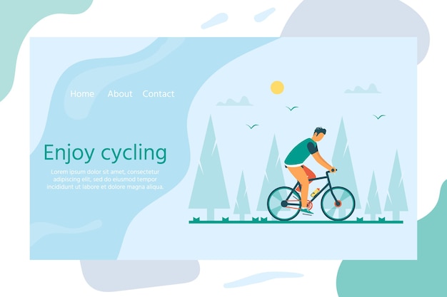 Premium Vector | Healthy lifestyle with character riding bicycle ...