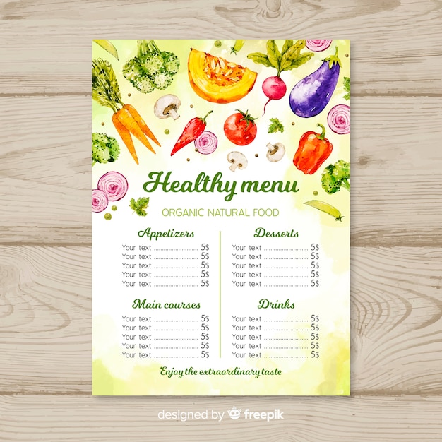 Free Vector | Healthy menu template