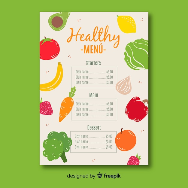 Free Vector | Healthy menu template