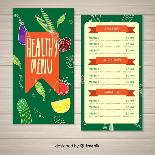 Healthy menu template | Free Vector