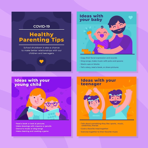 Healthy parenting tips for instagram | Free Vector