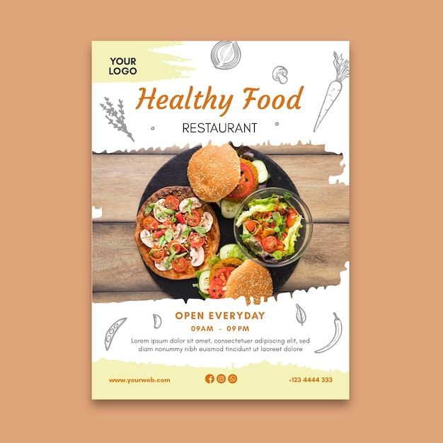 Free Vector Healthy Restaurant Flyer