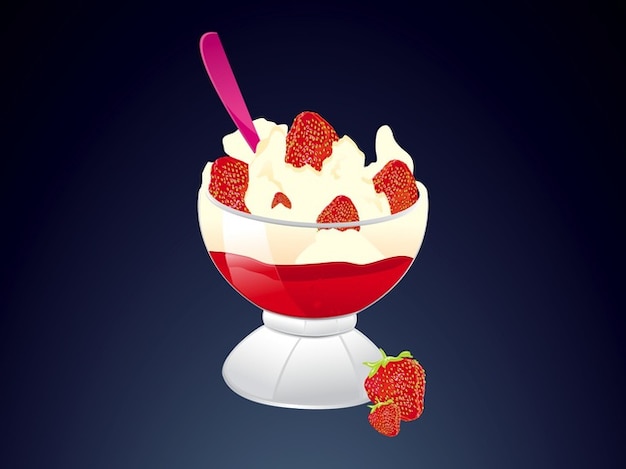 Healthy Strawberry fruit dessert vector
