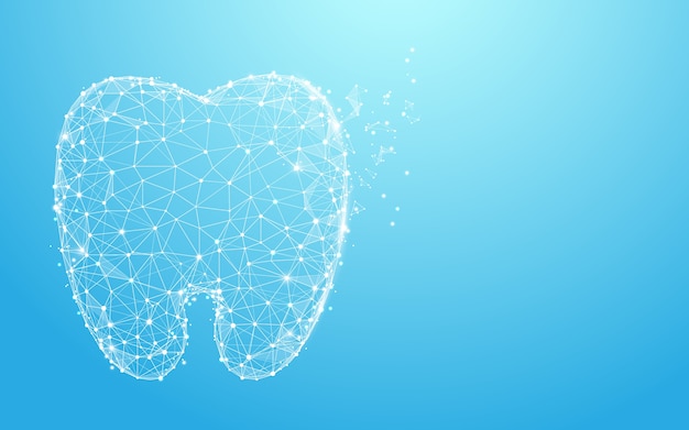Healthy tooth form lines and particle style design Premium Vector