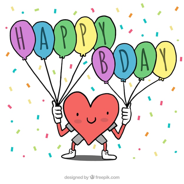 Download Free Vector | Heart background with happy birthday balloons