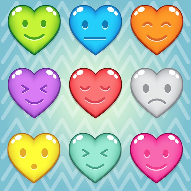 Heart candy block puzzle colorful button Premium Vector