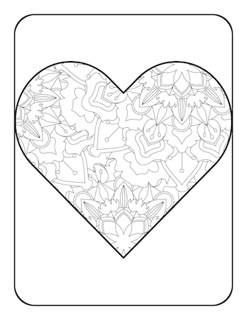 Premium Vector | Heart coloring page heart shape with floral mandala ...