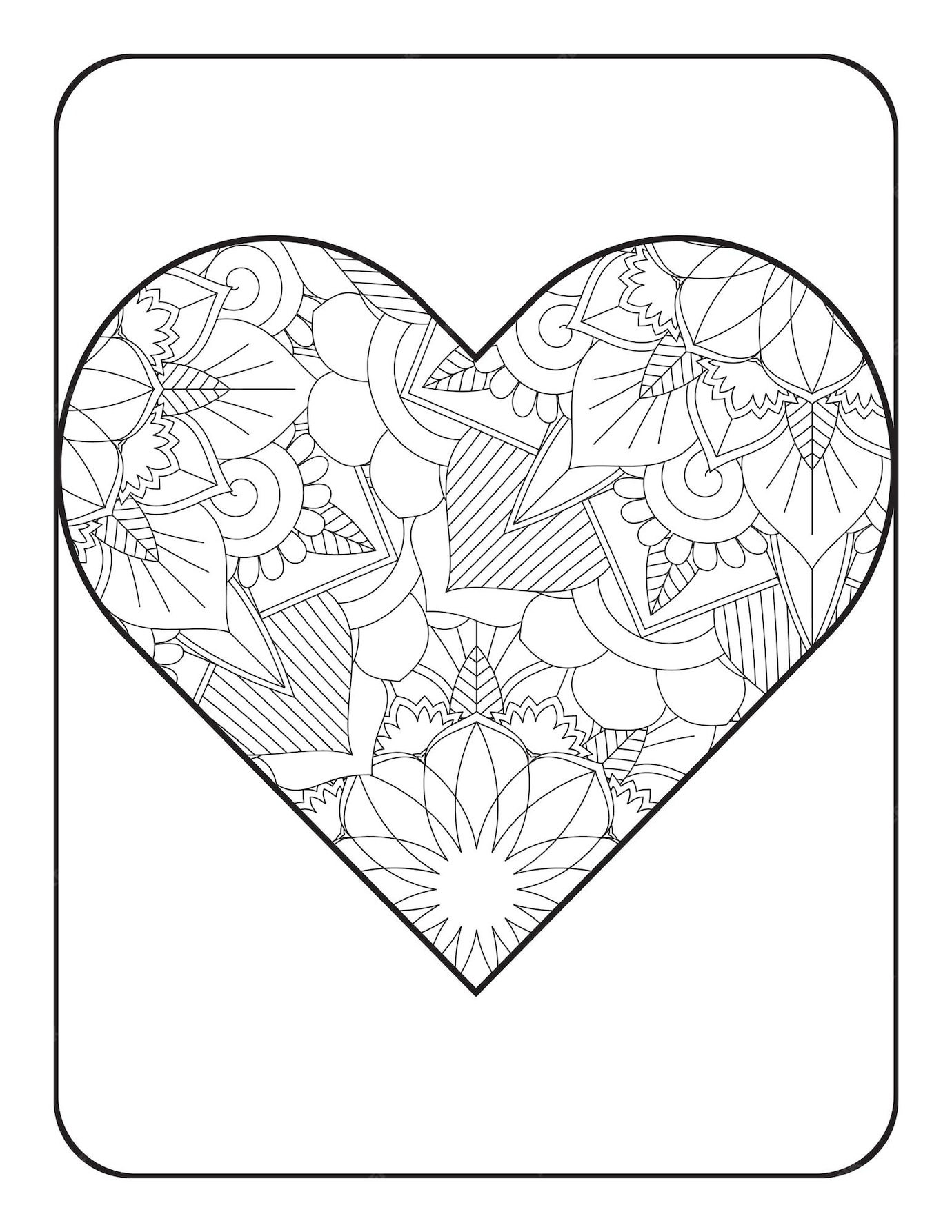 Premium Vector | Heart coloring page heart shape with floral mandala ...