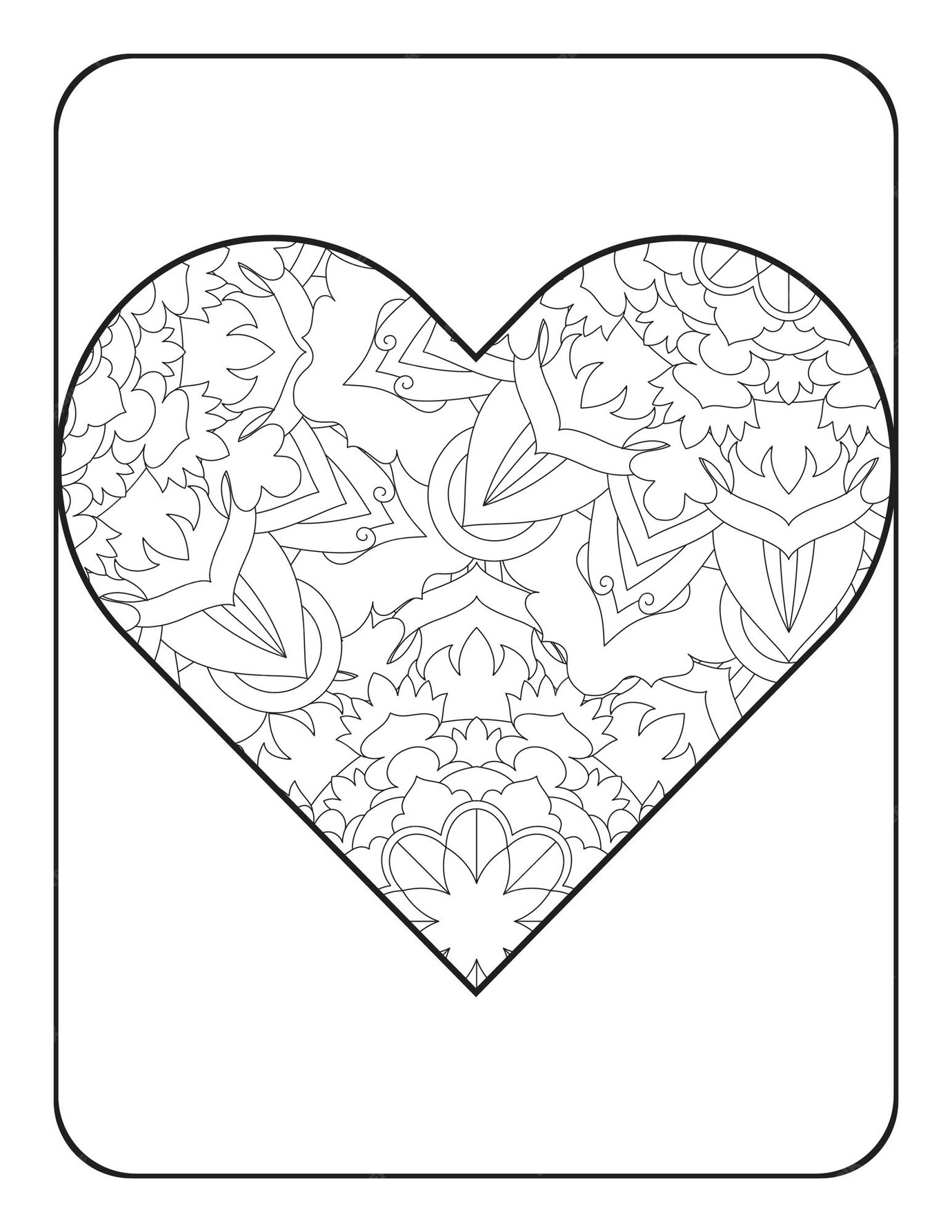 Premium Vector | Heart coloring page heart shape with floral mandala ...