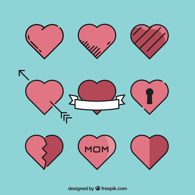 Download Free Vector | Heart designs collection