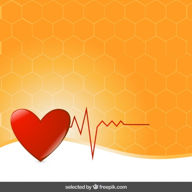 Heart electrocardiogram on orange background Vector | Free ...