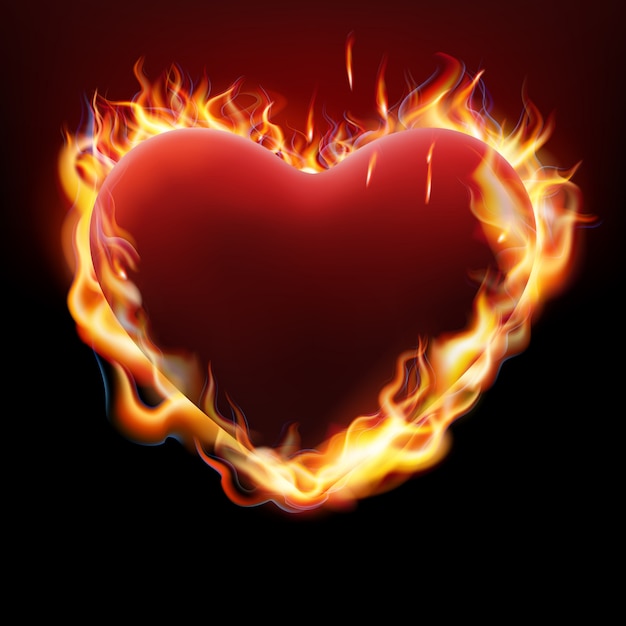 Premium Vector Heart in flame.