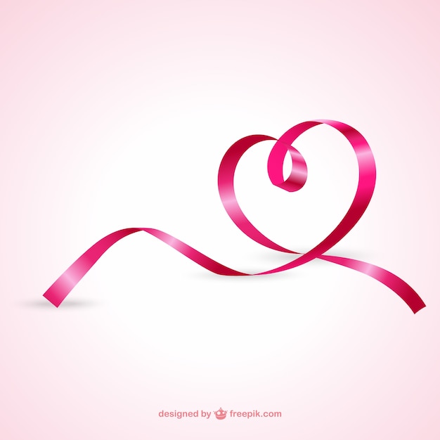 Pink Ribbon Forming a Heart Free Vector