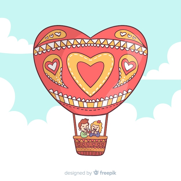 Heart hot air balloon background Vector | Free Download