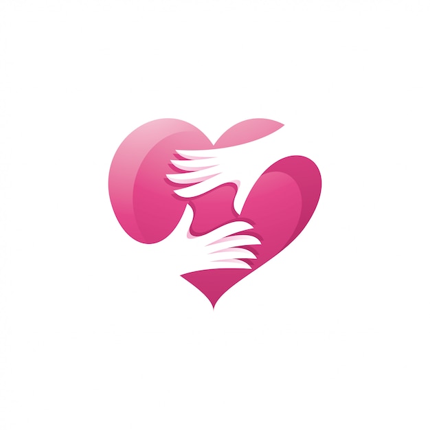 Download Premium Vector | Heart love and hand care logo