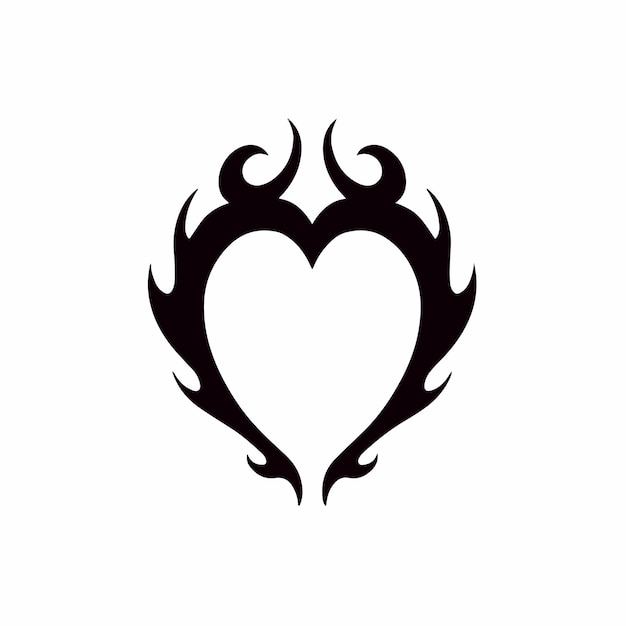 Premium Vector | Heart love symbol logo on white background tribal ...