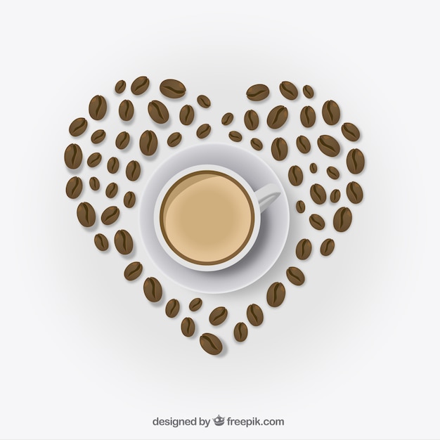 Download Free Vector | Heart made with coffee beans