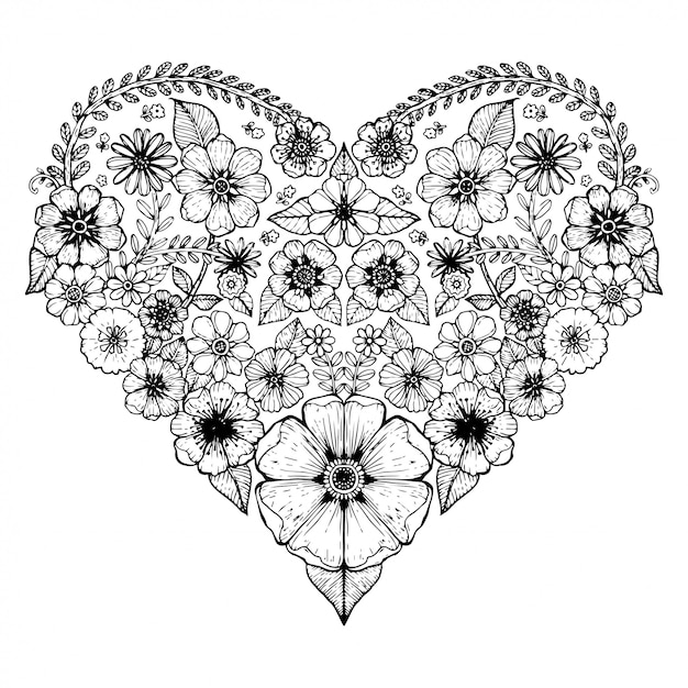 Download Premium Vector Heart Motif Of Flower Ornate