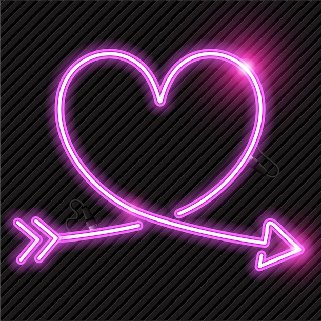 Premium Vector Heart neon banner 