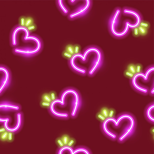 Heart Neon Pattern Design Premium Vector