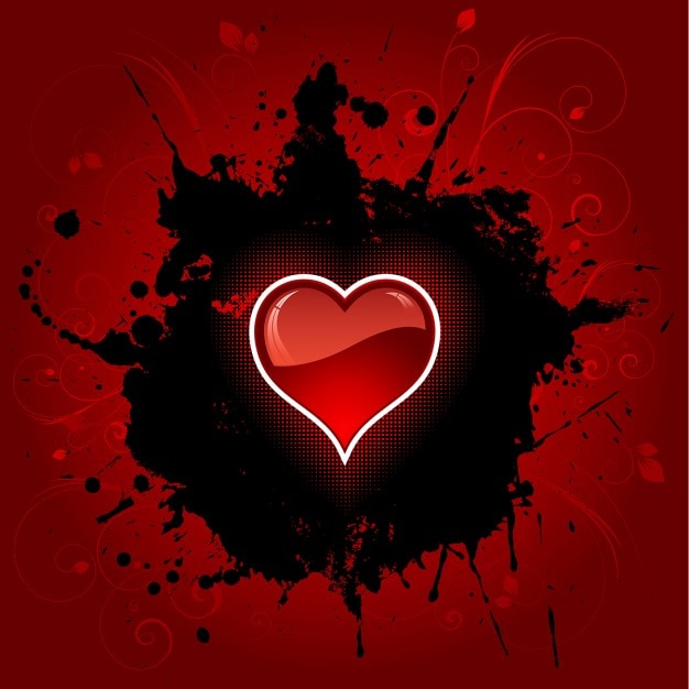 Heart on red grunge background
