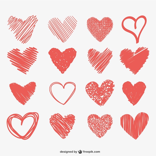 Download Heart scribbles collection | Free Vector