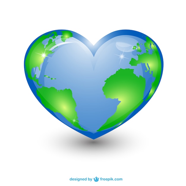 Heart shape planet Earth Vector | Free Download