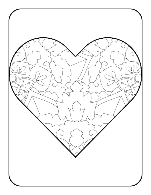 Premium Vector | Heart shape with floral mandala pattern heart coloring ...