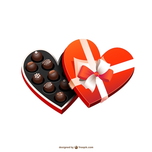 Heart shaped chocolate box Vector Free Download