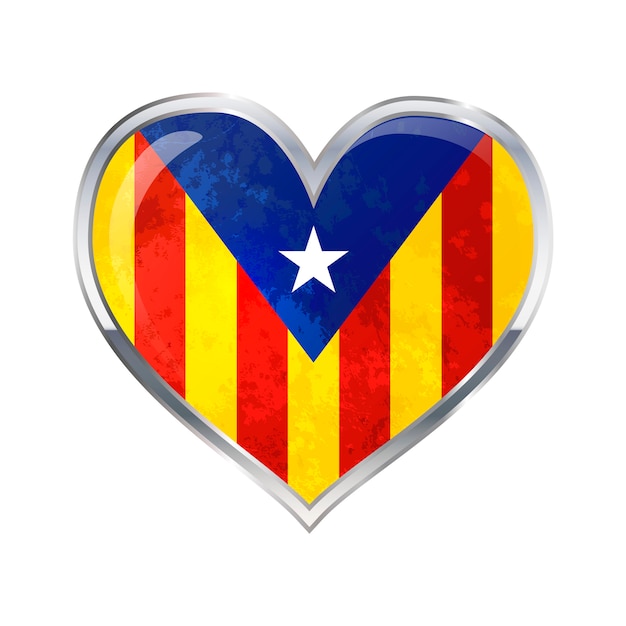 Download Heart shaped glossy icon with metallic border of catalonia ...