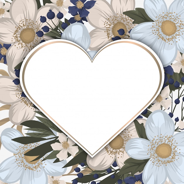 Download Free Vector | Heart shaped white frame with flowers