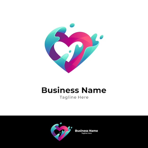 Premium Vector | Heart and wave logo concept template