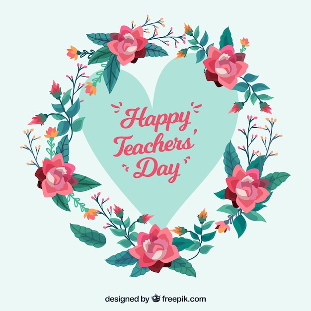 Heart with a floral frame, teacher's day