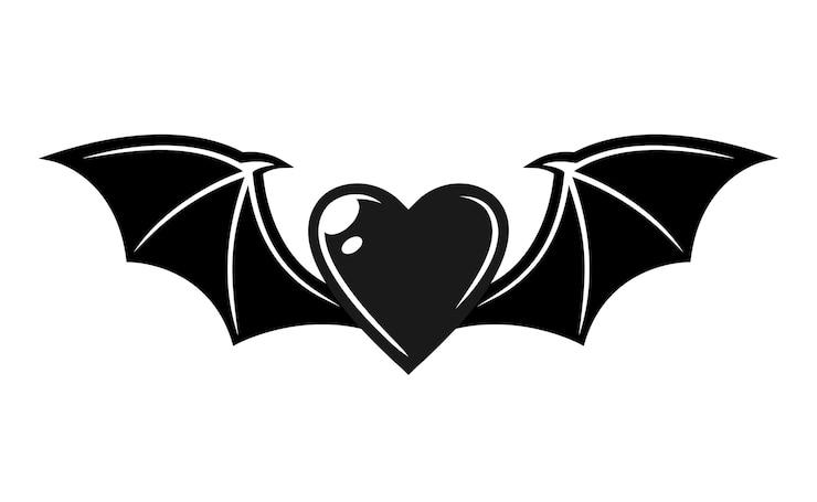 Premium Vector | Heart with bat wings vector tattoo style black ...