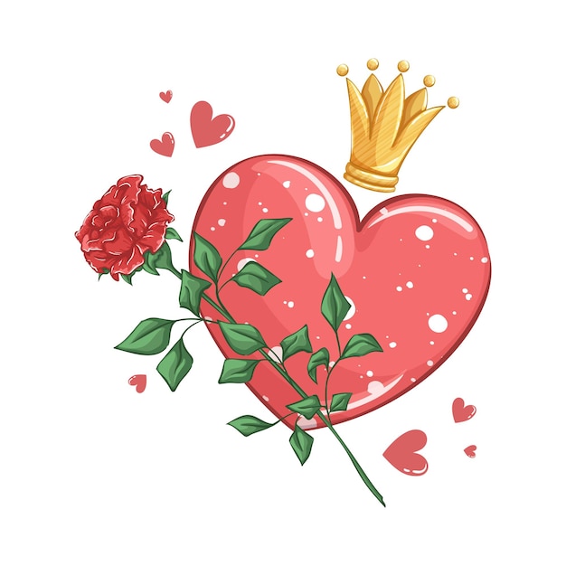 Download Premium Vector | Heart with polka dot pattern, red rose ...