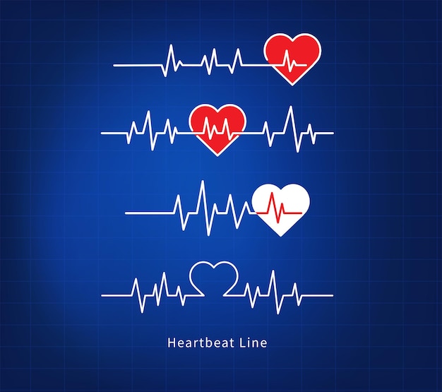 Premium Vector | Heartbeat line isolated on blue