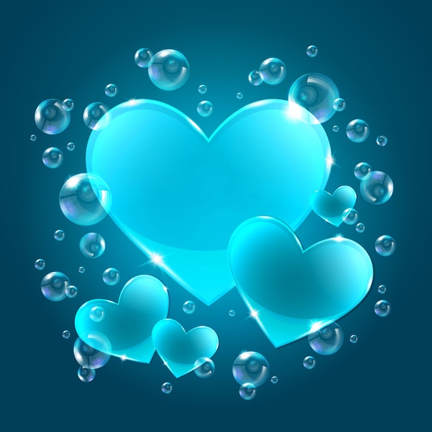 Premium Vector | Hearts on the blue background