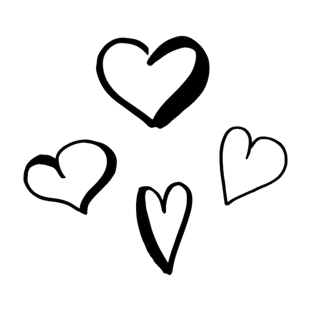 Premium Vector | Hearts doodle set. collection of hand drawn careless ...