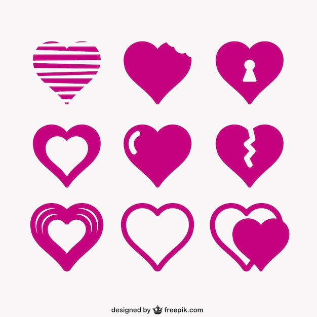 Download Free Vector | Hearts icon pack