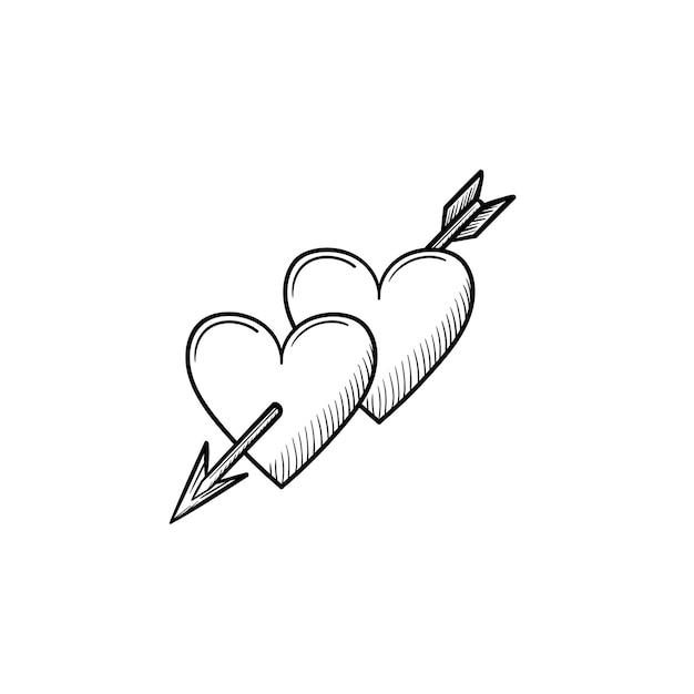 Premium Vector Hearts With Cupid Arrow Hand Drawn Outline Doodle Icon 5374