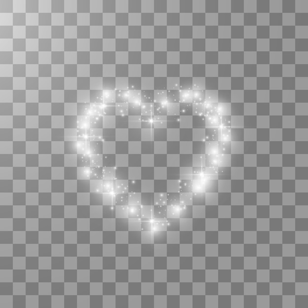 Premium Vector Hearts With Light Stars On Transparent Background