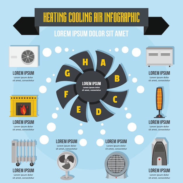 Heating cool air infographic concept, flat style Premium Vector