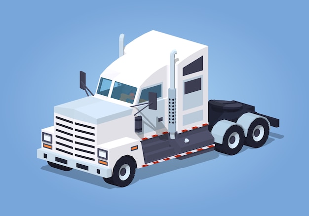 Download Heavy 3d isometric white truck Vector | Premium Download